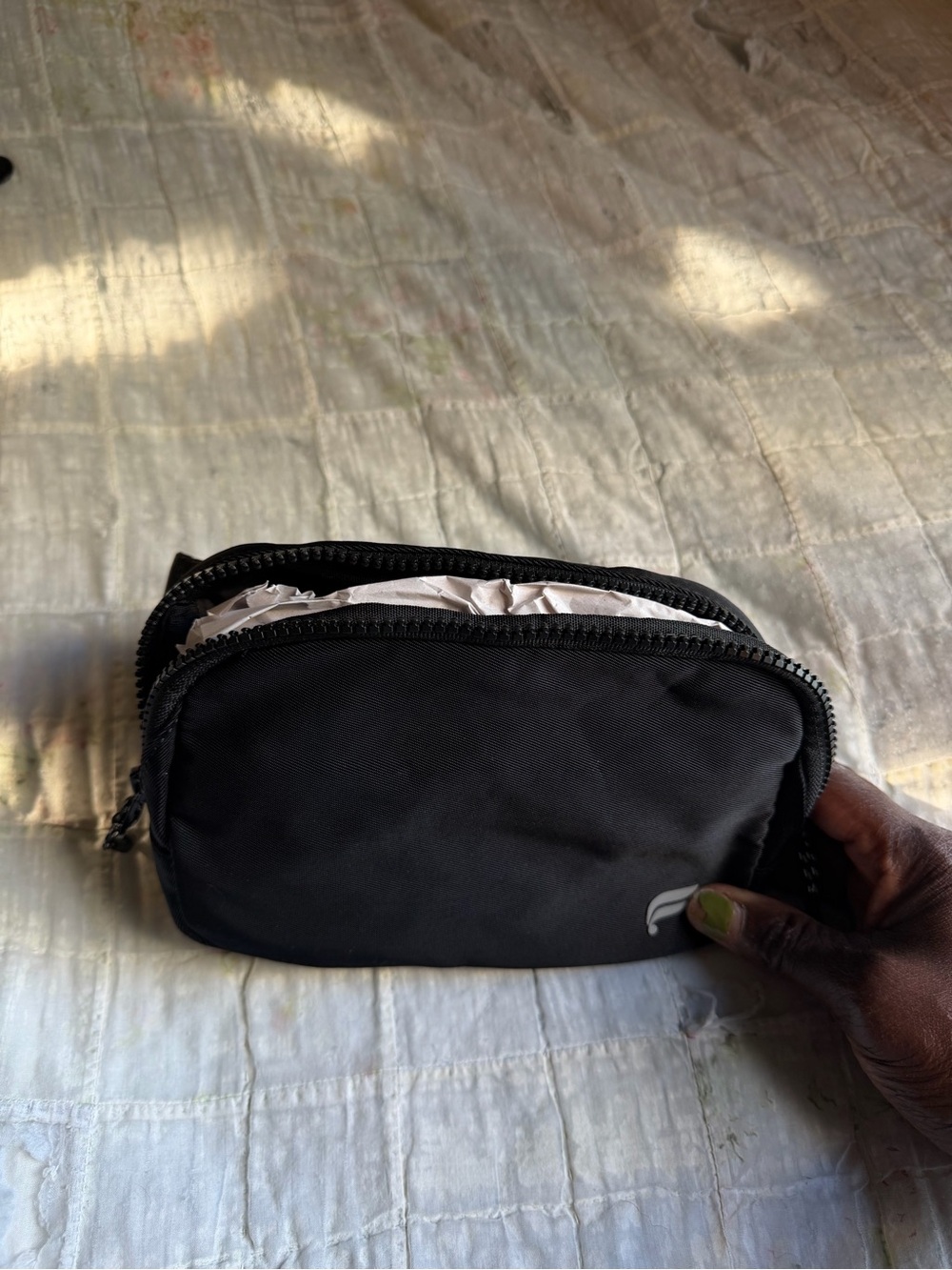 Fabletics Black Mini Double-Zip Pouch